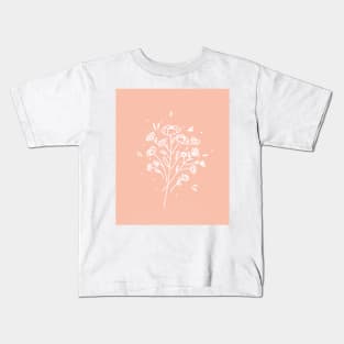 Small line art flowers peach Kids T-Shirt